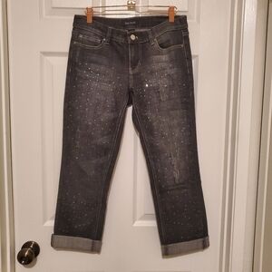 White House Black Market Rhinestone Noir Jeans Size 2